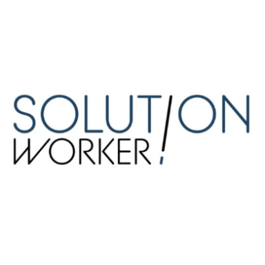 Logo mit dem Text "SOLUTION WORKER" in einem modernen Schriftstil.